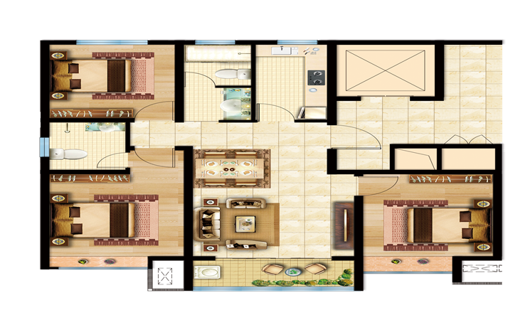 衡水昊和沁园117㎡三室二厅二卫户型图