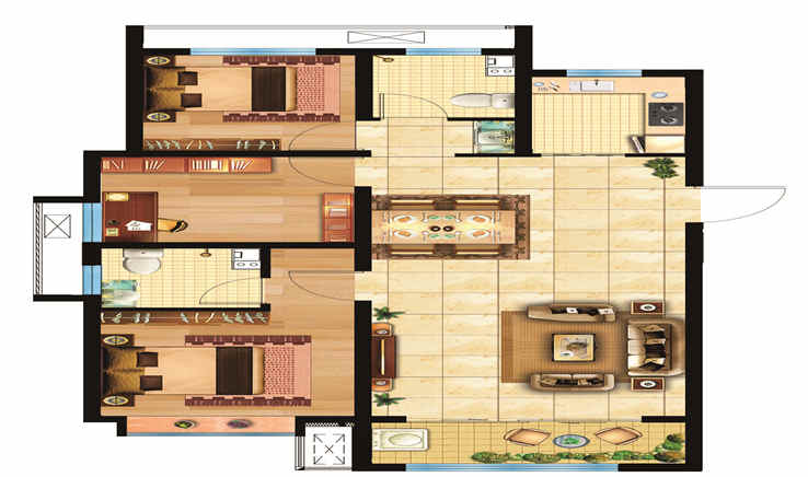 衡水昊和沁园108㎡三室二厅二卫户型图